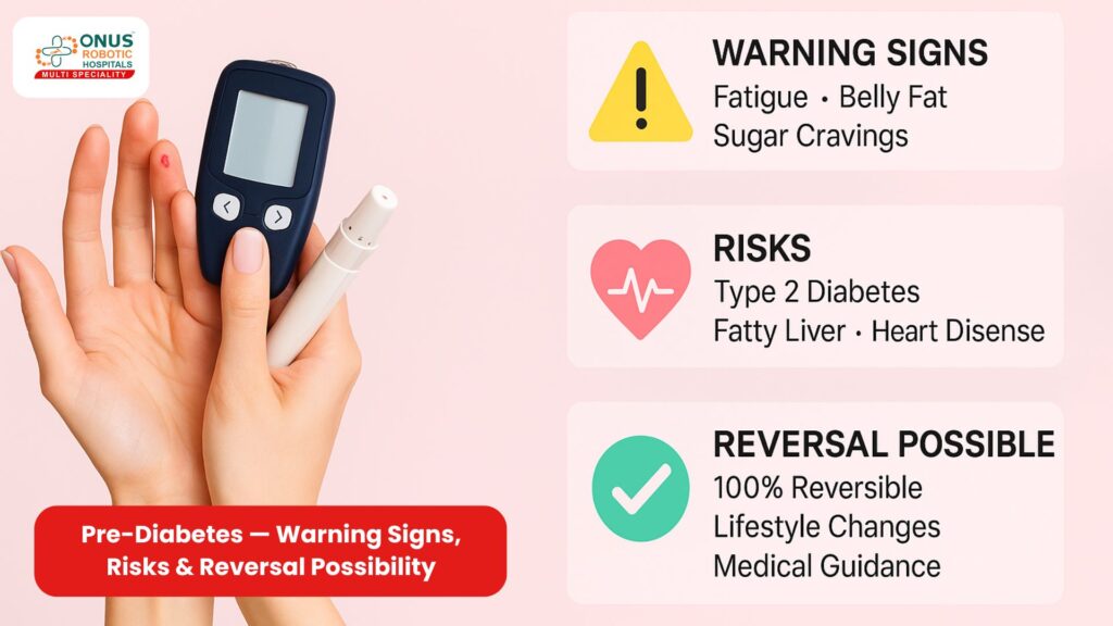 Pre-Diabetes — Warning Signs, Risks & Reversal Possibility By Dr. Ravi Kiran, Diabetologist | Onus Robotic Hospital, Hyderabad