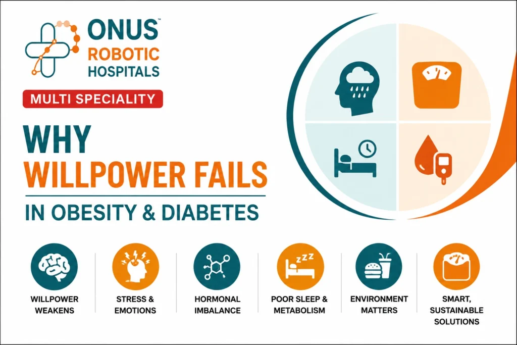 Why Willpower Alone Is Not Enough to Control Obesity and Diabetes- By Dr. Ravi Kiran | Diabetologist, Onus Robotic Hospital